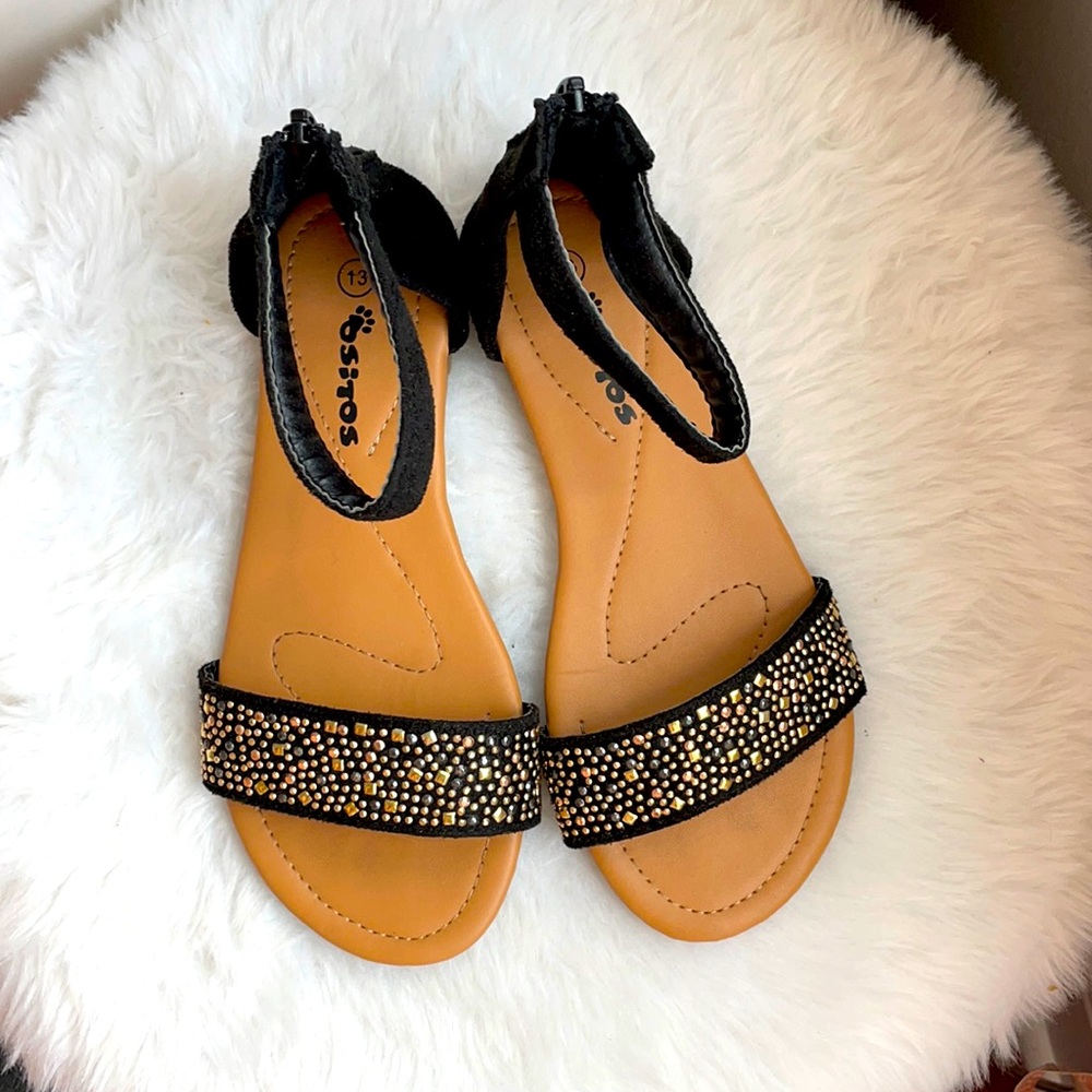 Ositos Girl Black Embellished Sandals size 13